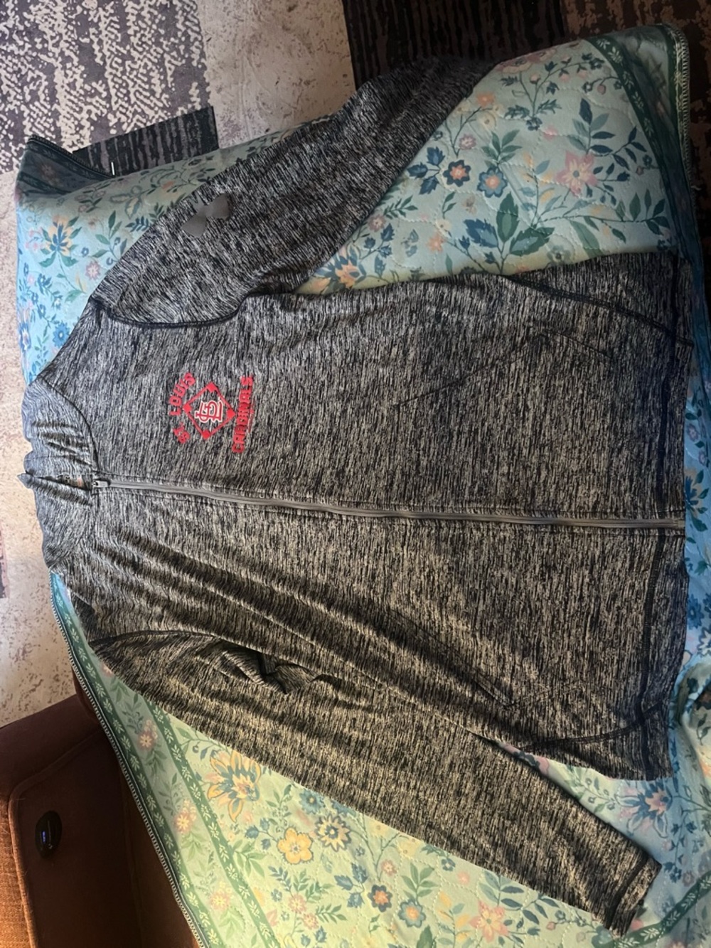 Under Armour Gray Heather Full-Zip Hoodie with Red Crest Logo